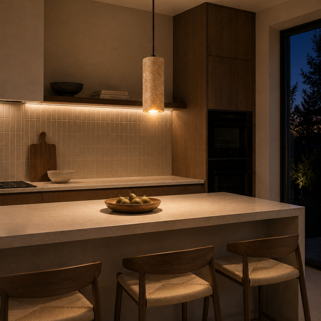 Travertine stone chandelier - kitchen 3