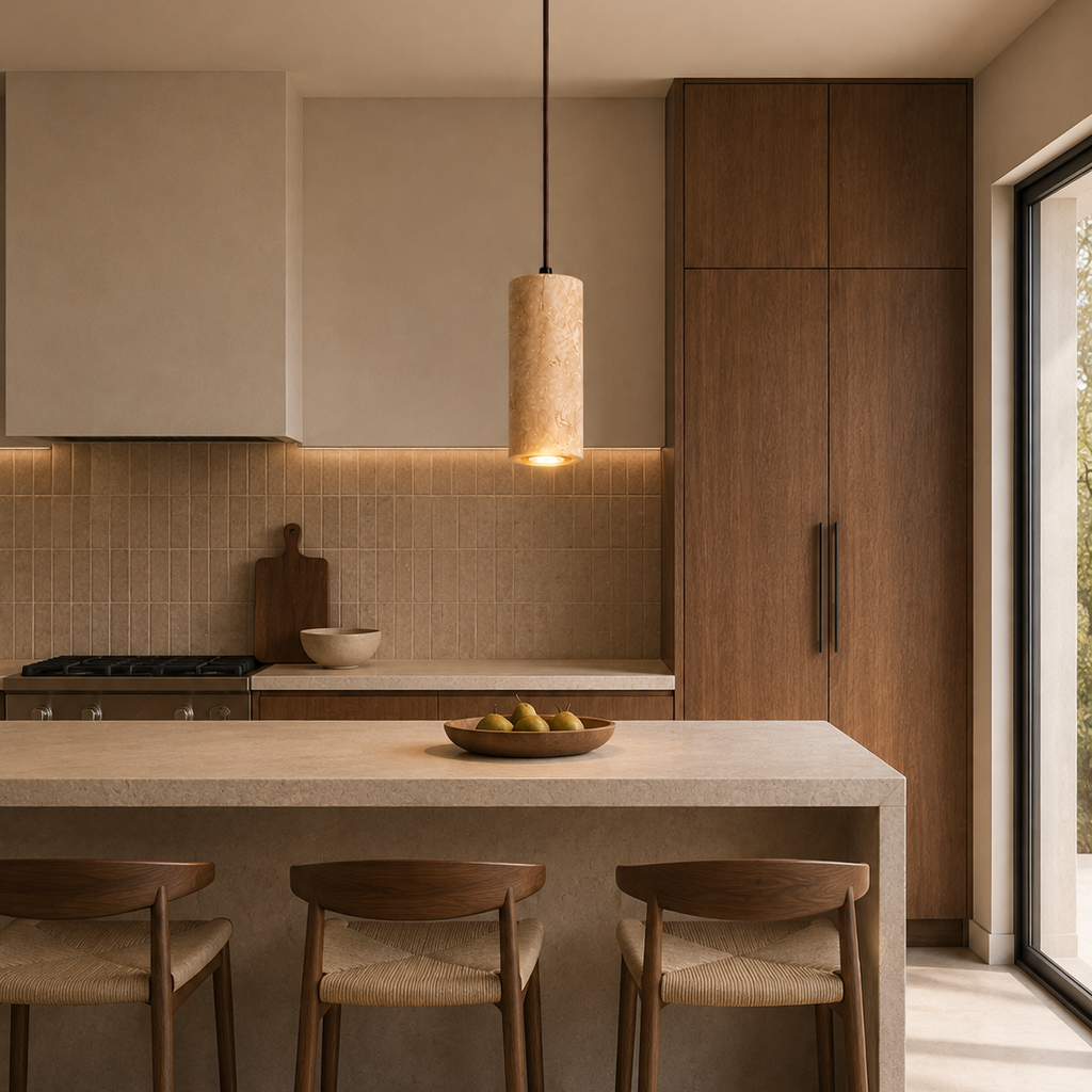 Travertine stone chandelier - kitchen 4