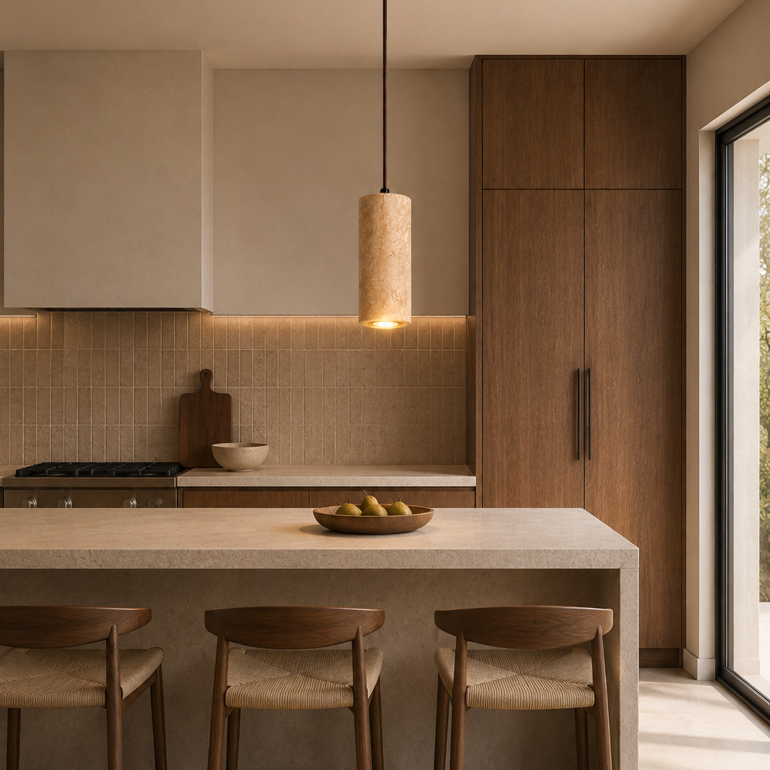 Travertine stone chandelier - kitchen 4