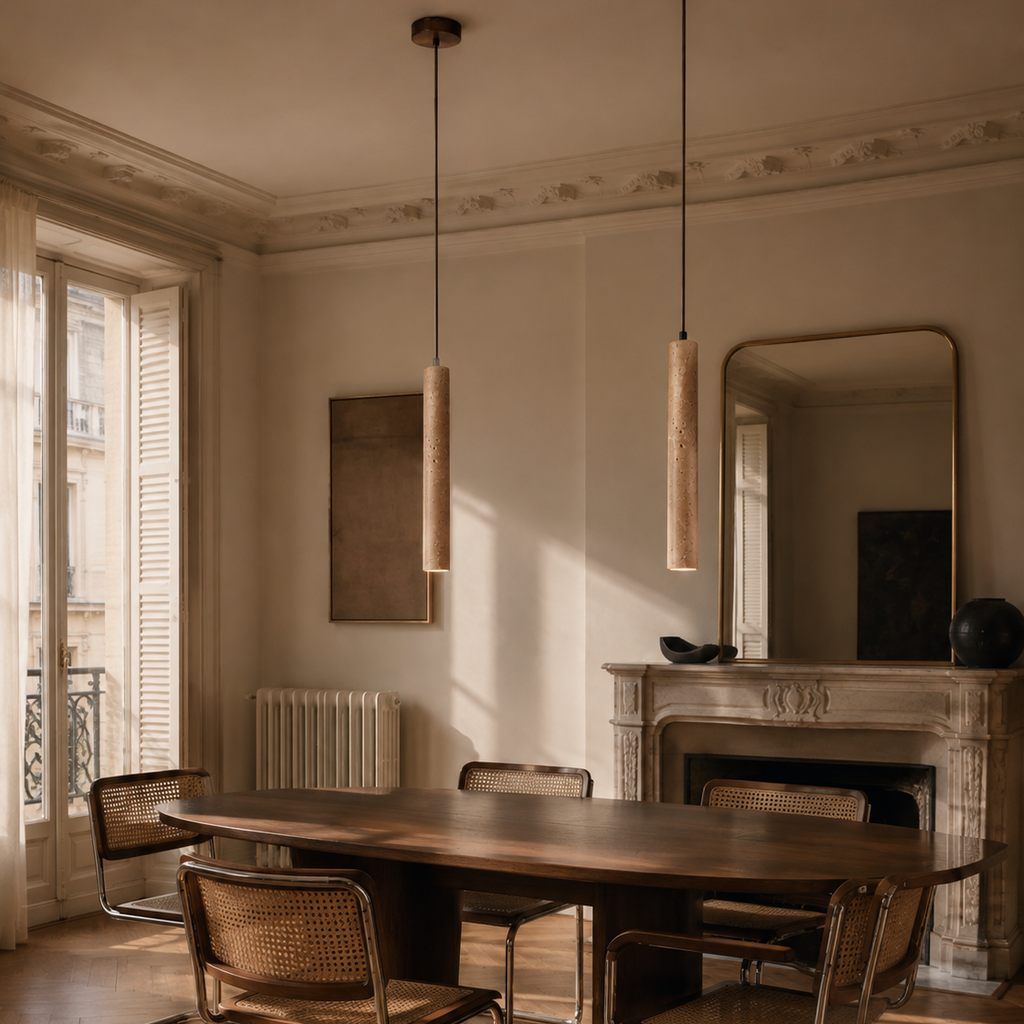 Travertine stone chandelier - kitchen 7