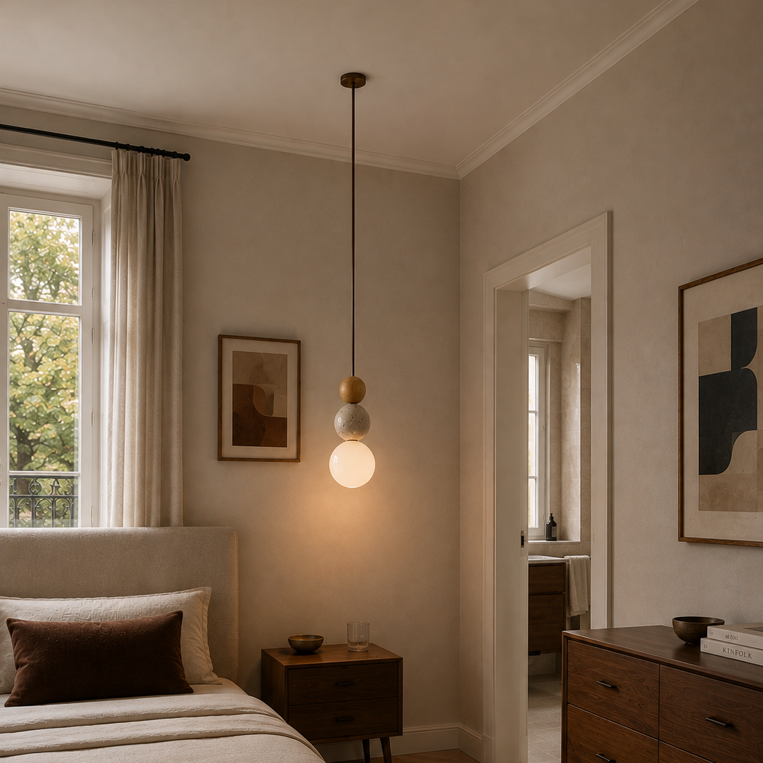 Travertine stone pendant light - home office