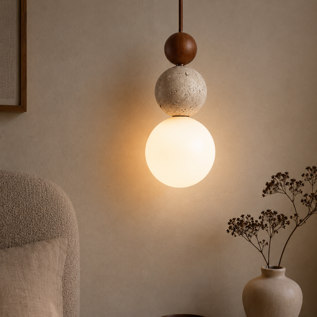 Travertine stone pendant light - kitchen 1
