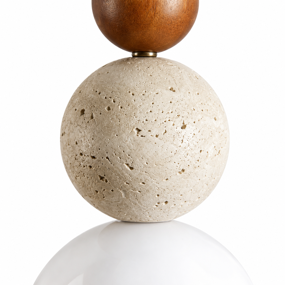 Travertine stone pendant light - studio shot, large travertine sphere