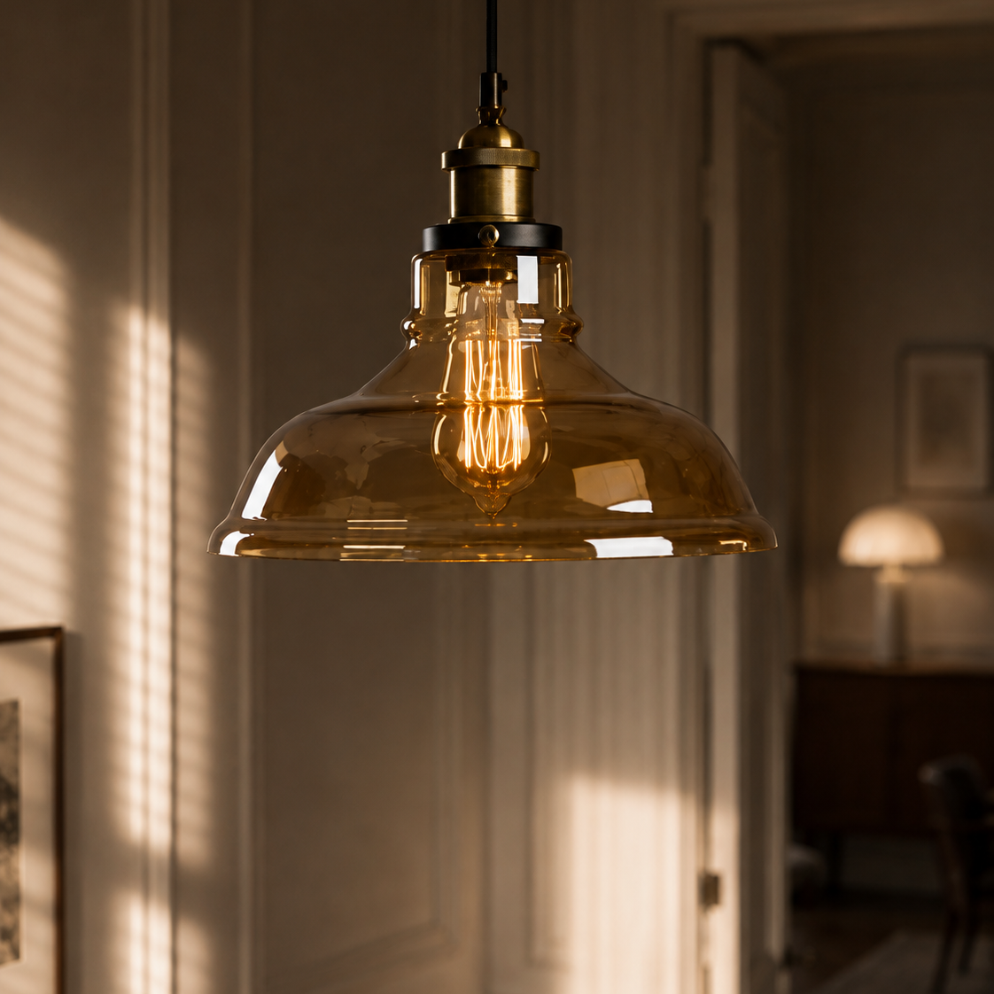 Vintage industrial glass chandelier - bedroom 2