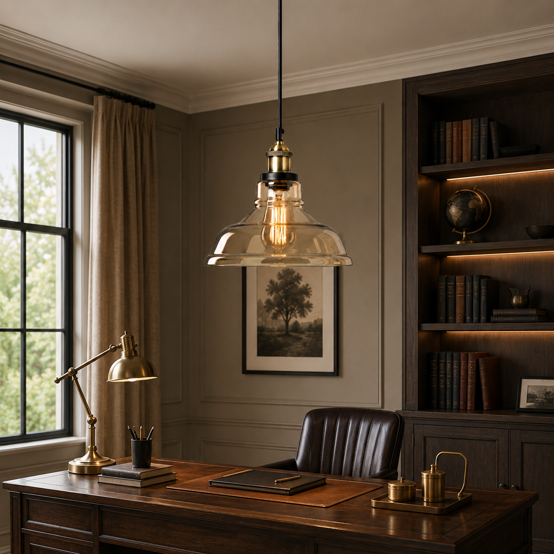 Vintage industrial glass chandelier - kitchen 2