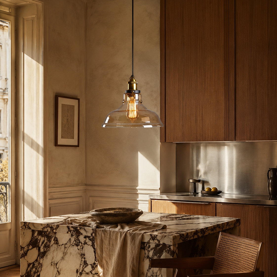 Vintage industrial glass chandelier - kitchen 3
