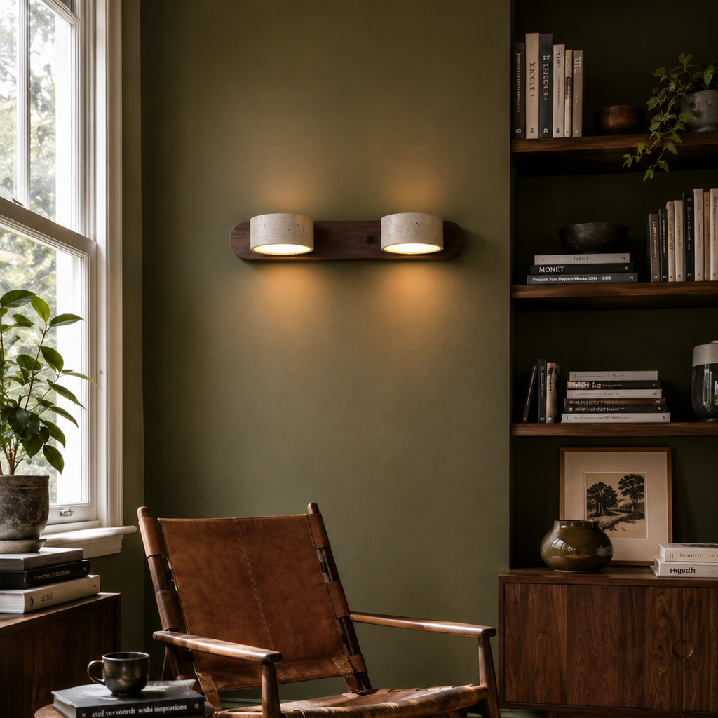 Wabi-Sabi Wall Light - Round Wood LED Bathroom Sconce