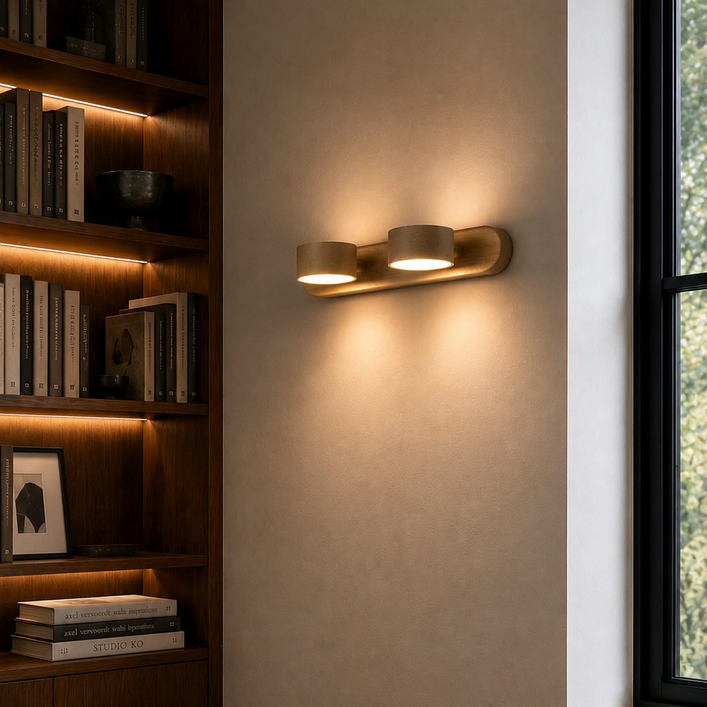 Wabi-Sabi Wall Light - Round Wood LED Bathroom Sconce