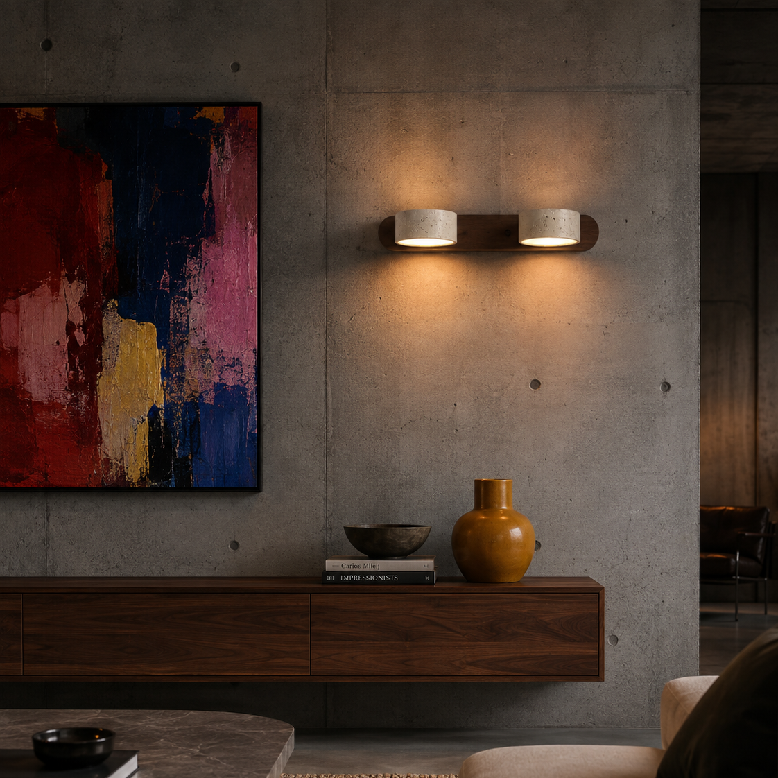Wabi-Sabi Wall Light - Round Wood LED Bathroom Sconce
